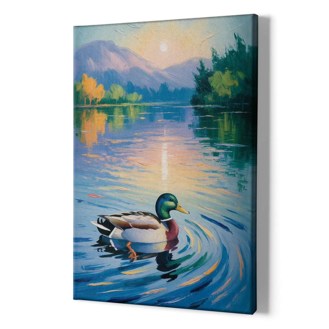 Meditative Mallard Moment - Canvas Print Art Sides