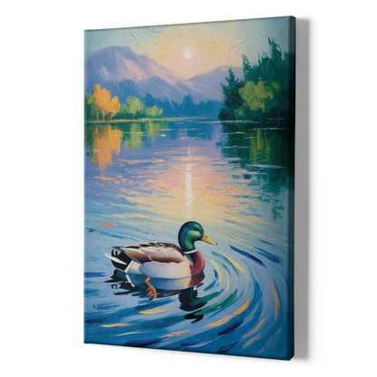 Meditative Mallard Moment - Canvas Print Art Sides