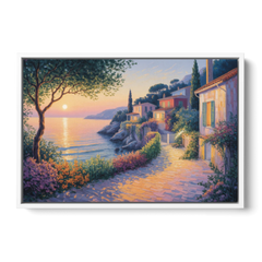 Mediterranean Glow - White Framed Canvas Wall Art - Front