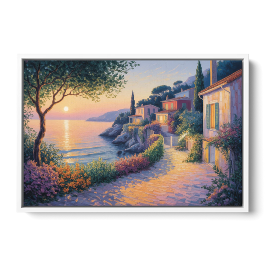 Mediterranean Glow - White Framed Canvas Wall Art - Front