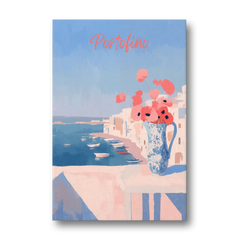 Mediterranean Painting of Poppies in Portofino - Canvas Wall Art - Front