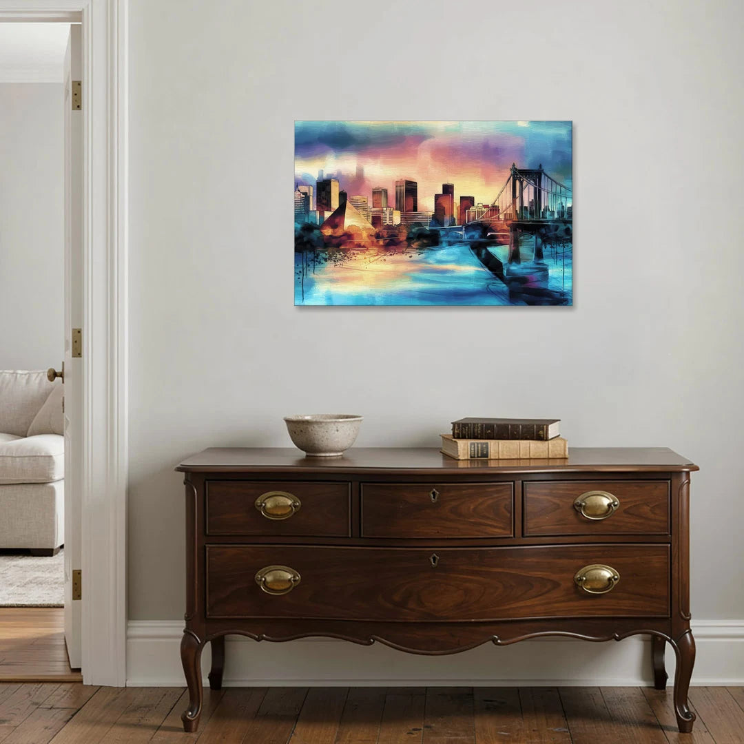Memphis Architectural Landmarks - Canvas Wall Art - Coffee Table - 36x24