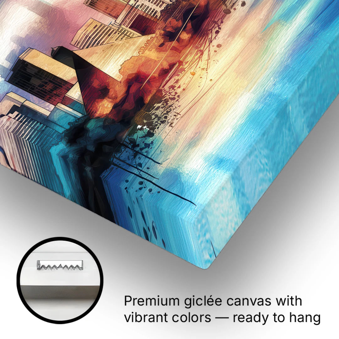 Memphis Architectural Landmarks - Canvas Wall Art - Gallery Wrap Corner