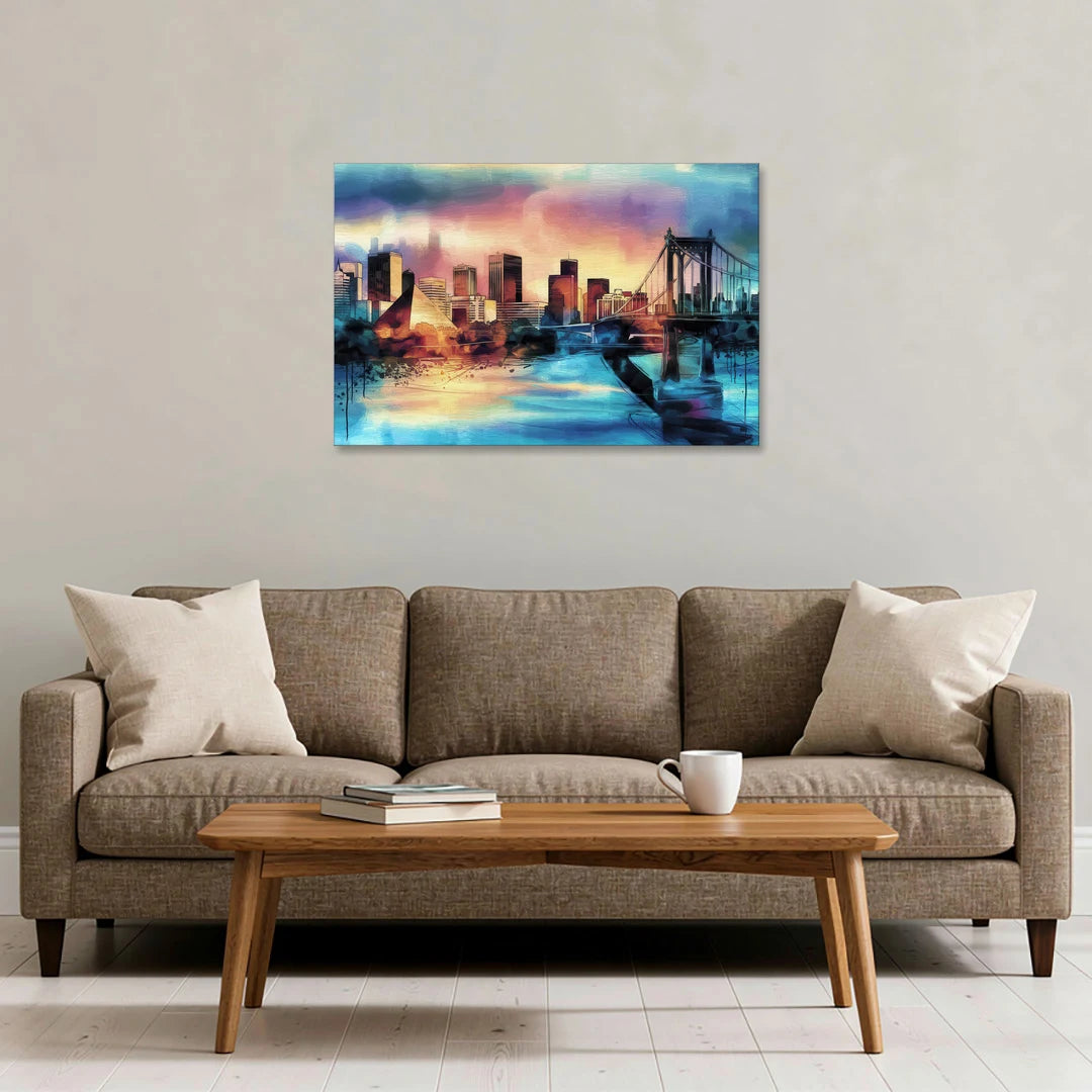 Memphis Architectural Landmarks - Canvas Wall Art - Sofa - 36x24