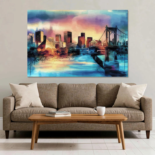 Memphis Architectural Landmarks - Canvas Wall Art - Sofa - 60x40