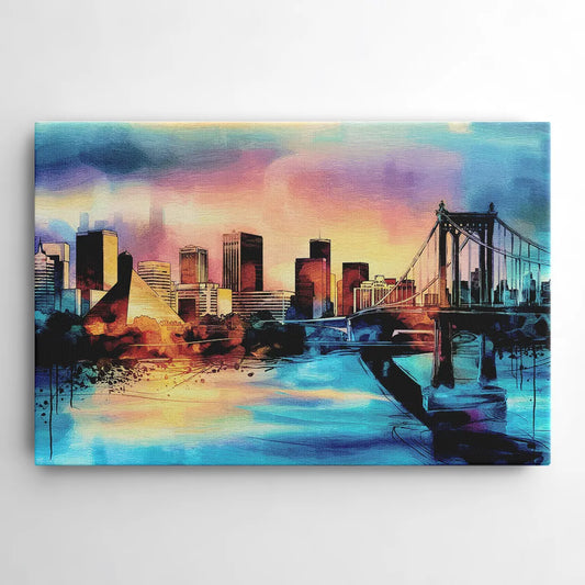Memphis Architectural Landmarks - Canvas Wall Art