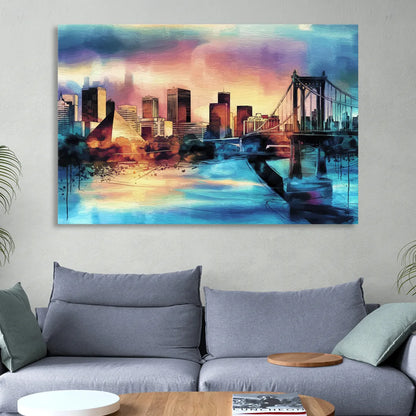 Memphis Architectural Landmarks Sitting Room - Canvas Wall Art