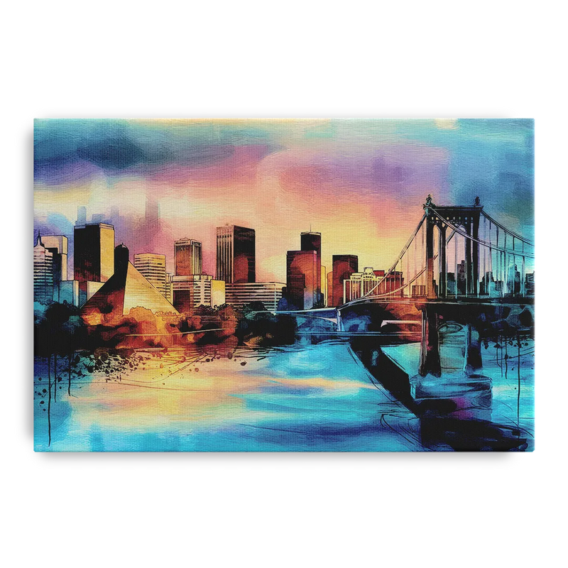 Memphis Architectural Landmarks Front - Canvas Wall Art