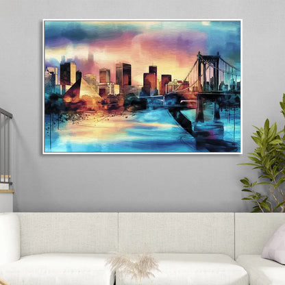 Memphis Architectural Landmarks Living Room - White Canvas Wall Art
