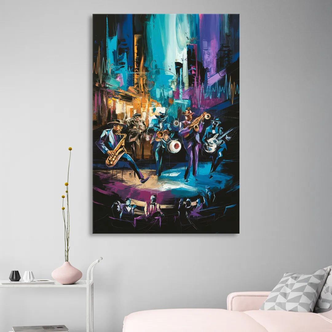 Memphis Blues Music Scene Sitting Room - Canvas Wall Art