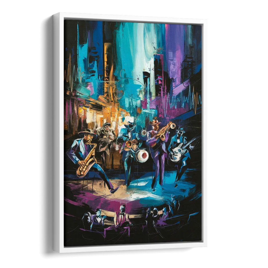 Memphis Blues Music Scene Side - White Canvas Wall Art