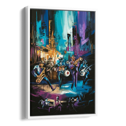 Memphis Blues Music Scene Side - White Canvas Wall Art