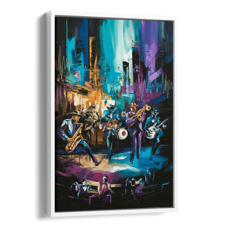 Memphis Blues Music Scene Side - White Canvas Wall Art