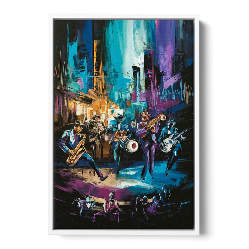 Memphis Blues Music Scene Front - White Canvas Wall Art