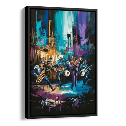 Memphis Blues Music Scene Side - Black Canvas Wall Art