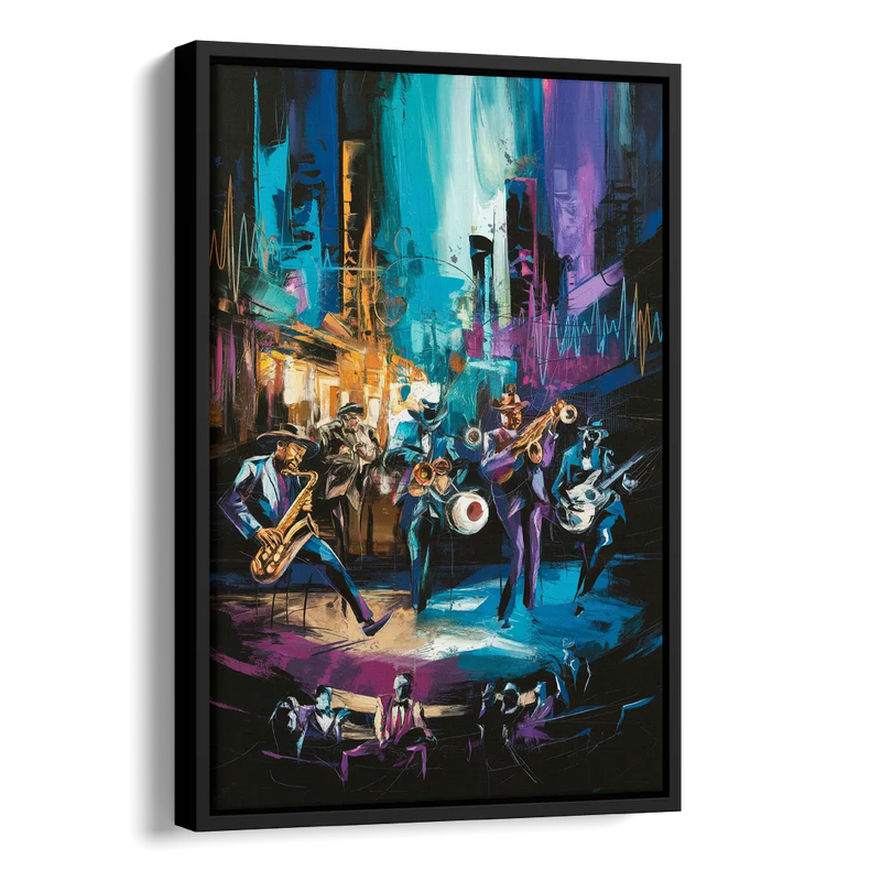 Memphis Blues Music Scene Side - Black Canvas Wall Art