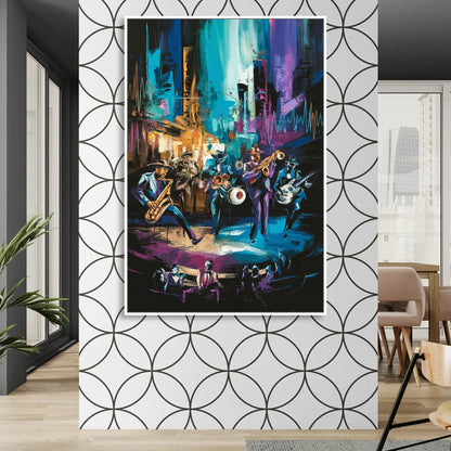 Memphis Blues Music Scene Sitting Room - White Canvas Wall Art