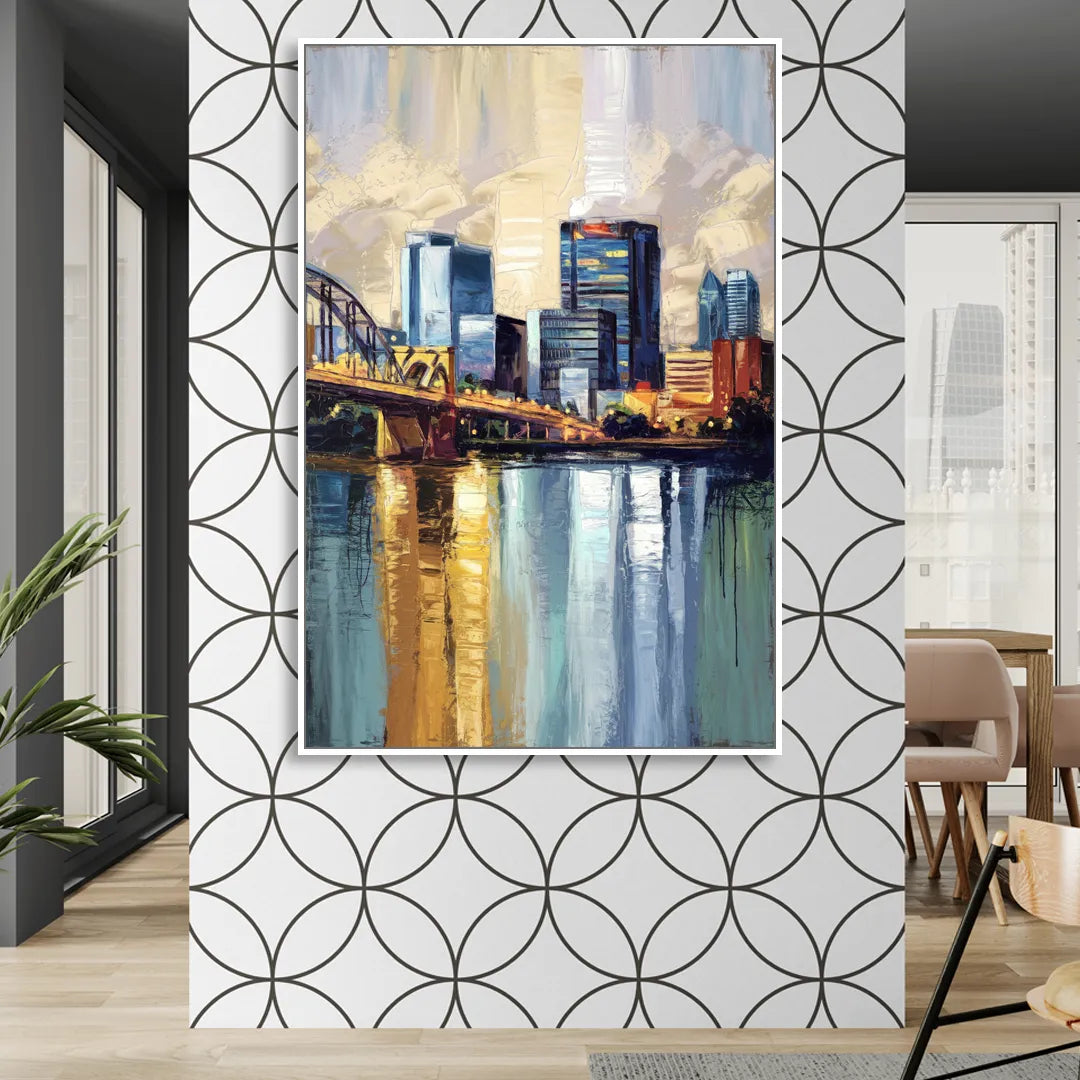 Memphis Downtown Charm Living Room - White Canvas Wall Art