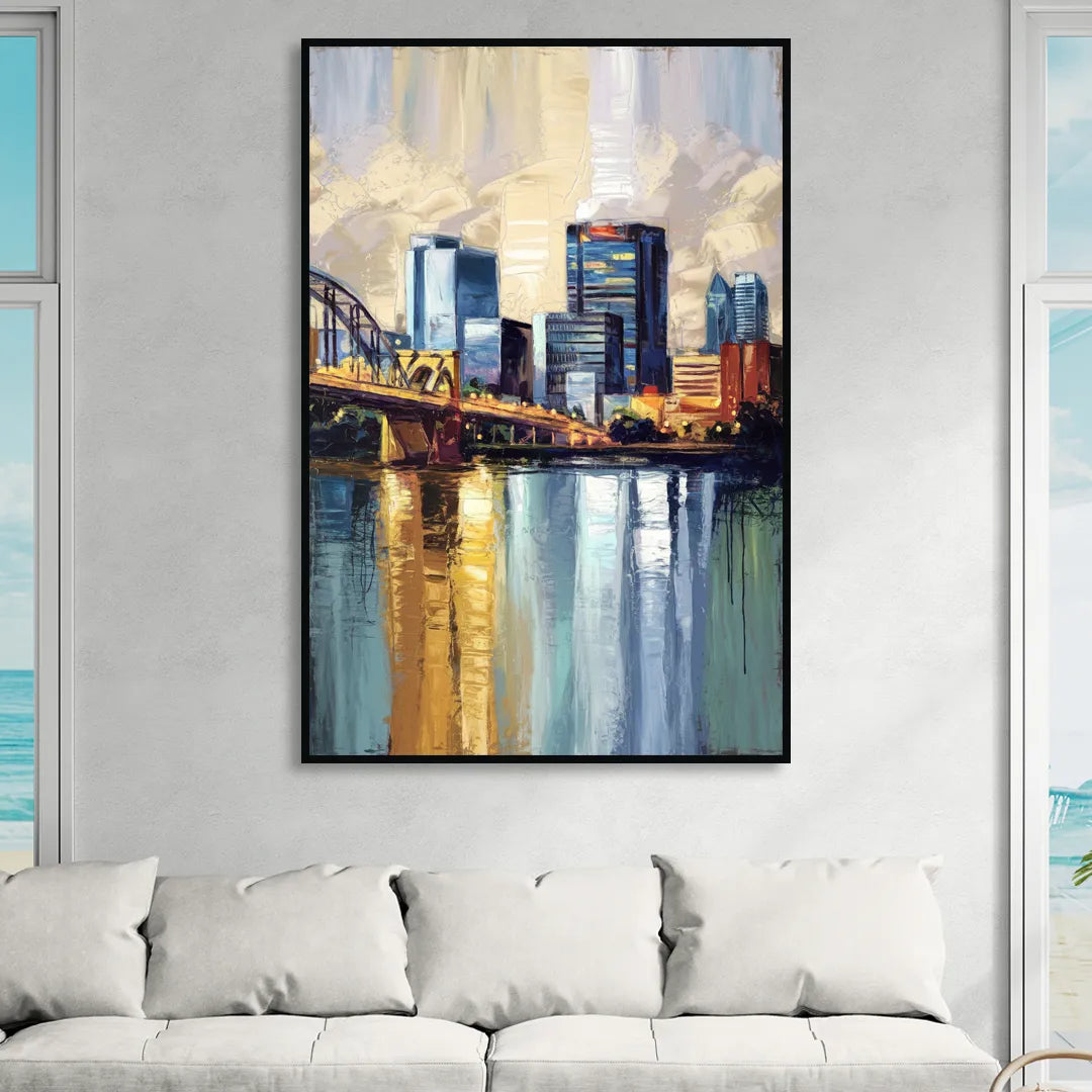 Memphis Downtown Charm Living Room - Black Canvas Wall Art
