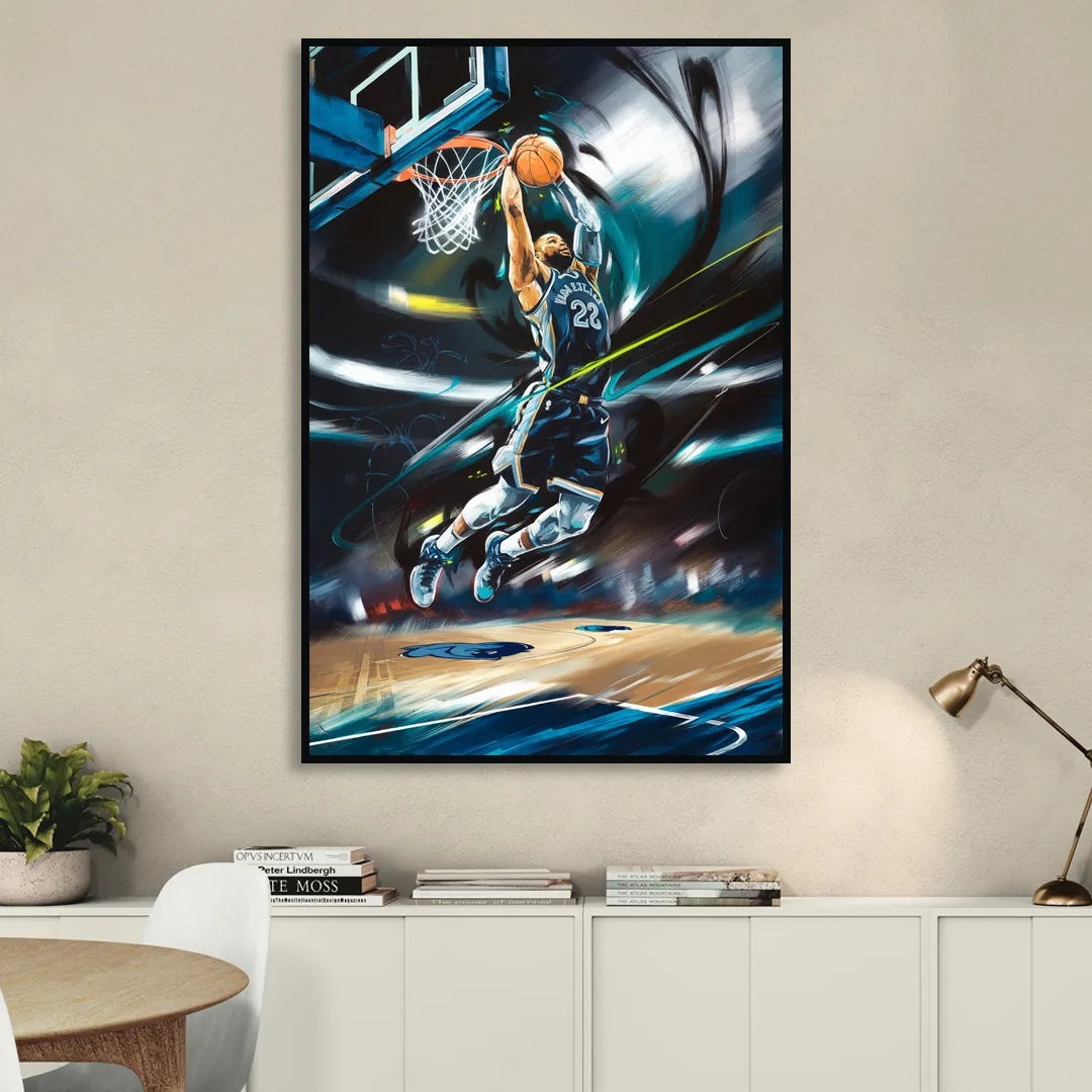 Memphis Grizzlies Spirit Living Room - Black Canvas Wall Art