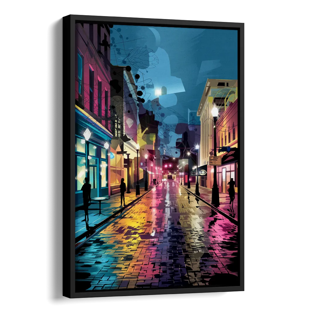 Memphis Historic Beale Street Side - Black Canvas Wall Art