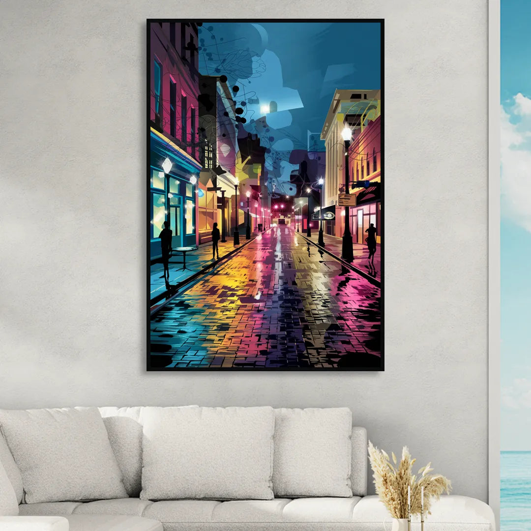 Memphis Historic Beale Street Living Room - Black Canvas Wall Art
