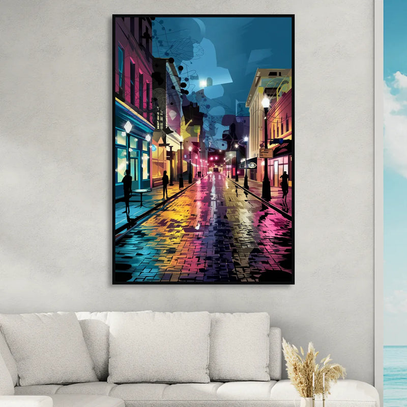 Memphis Historic Beale Street Living Room - Black Canvas Wall Art