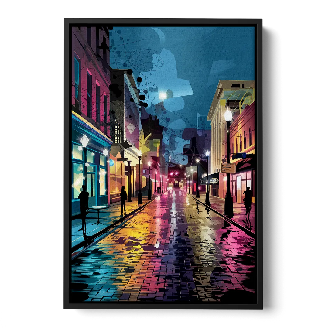 Memphis Historic Beale Street Front - Black Canvas Wall Art