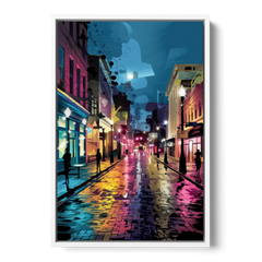 Memphis Historic Beale Street - White Framed Canvas Wall Art - Front