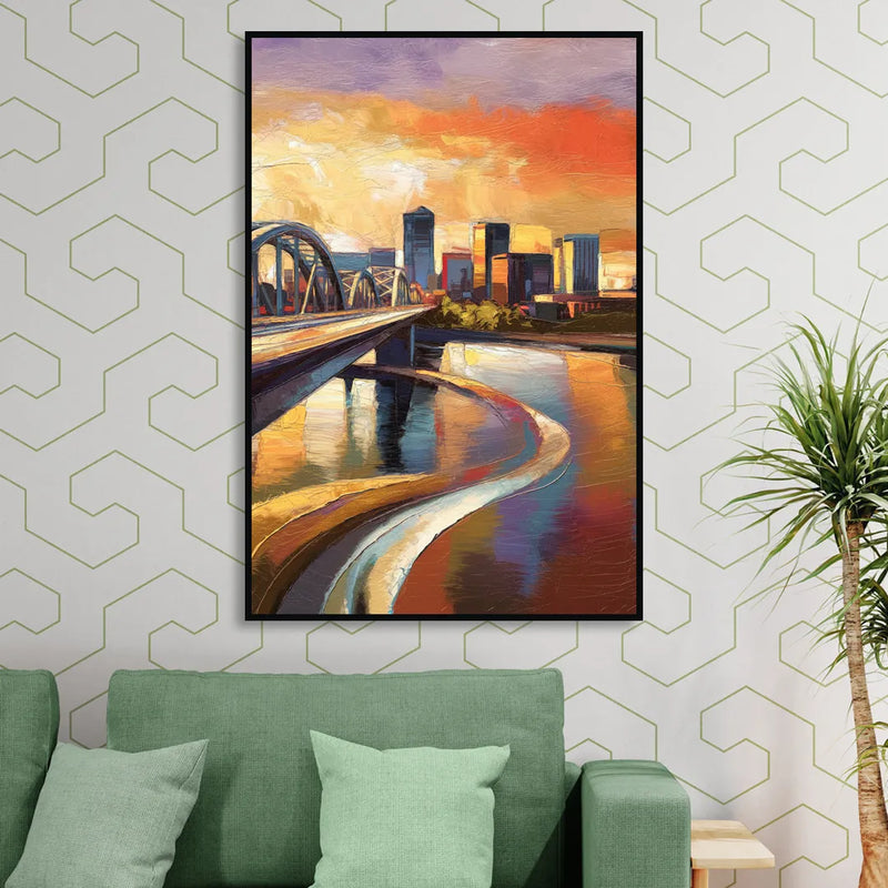 Memphis Riverfront Views Sitting Room - Black Canvas Wall Art