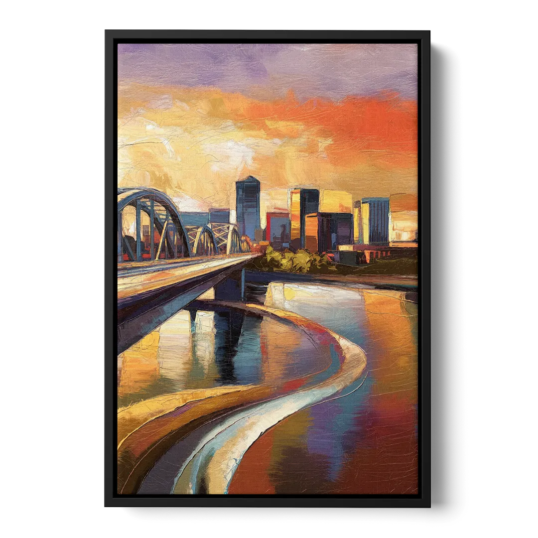Memphis Riverfront Views Front - Black Canvas Wall Art