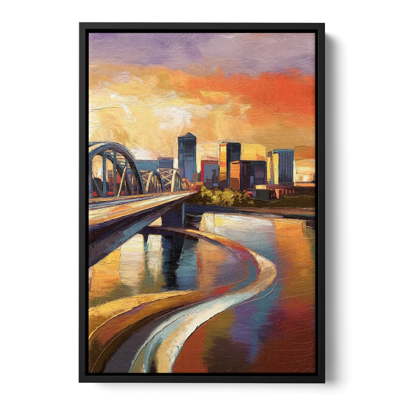 Memphis Riverfront Views Front - Black Canvas Wall Art