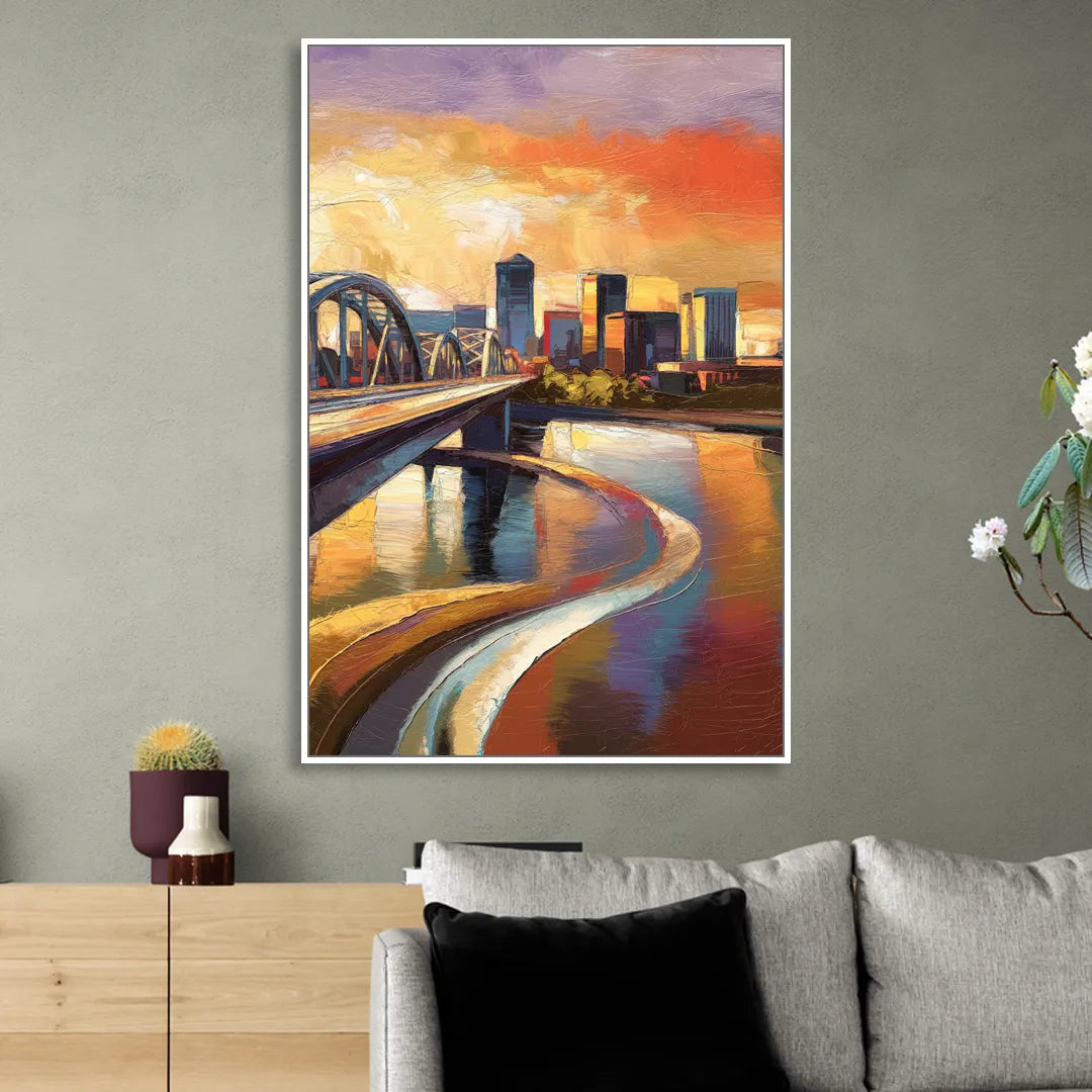 Memphis Riverfront Views Sitting Room - White Canvas Wall Art