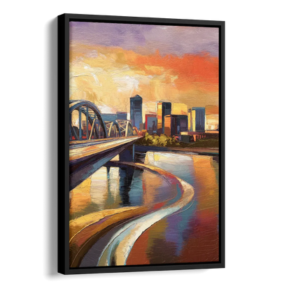 Memphis Riverfront Views Side - Black Canvas Wall Art