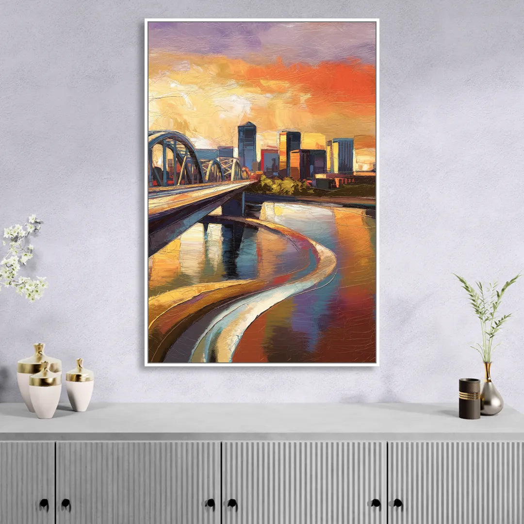 Memphis Riverfront Views Living Room - White Canvas Wall Art