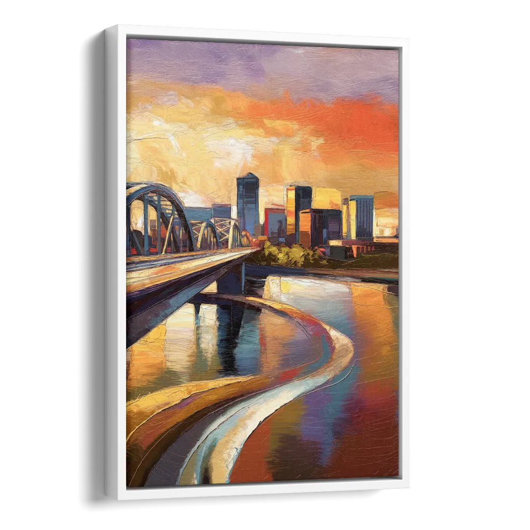 Memphis Riverfront Views Side - White Canvas Wall Art