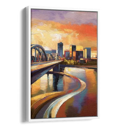 Memphis Riverfront Views Side - White Canvas Wall Art