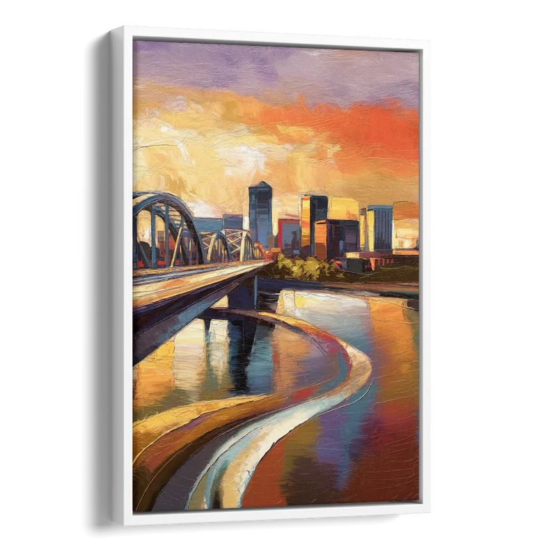 Memphis Riverfront Views Side - White Canvas Wall Art