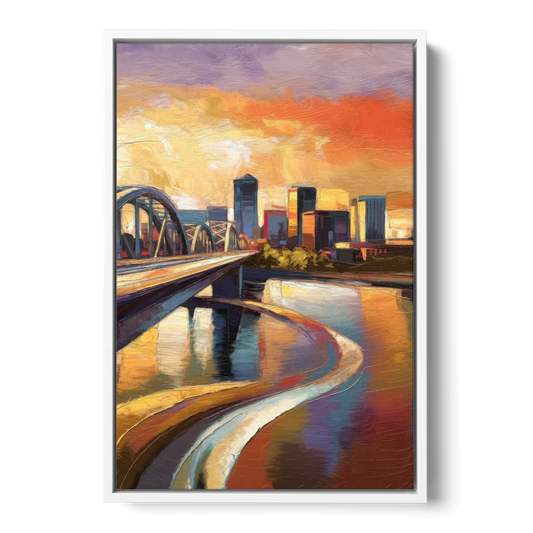 Memphis Riverfront Views - White Framed Canvas Wall Art - Front