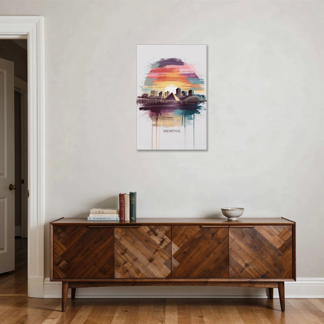 Memphis Skyline at Sunset - Canvas Wall Art - Coffee Table - 24x36