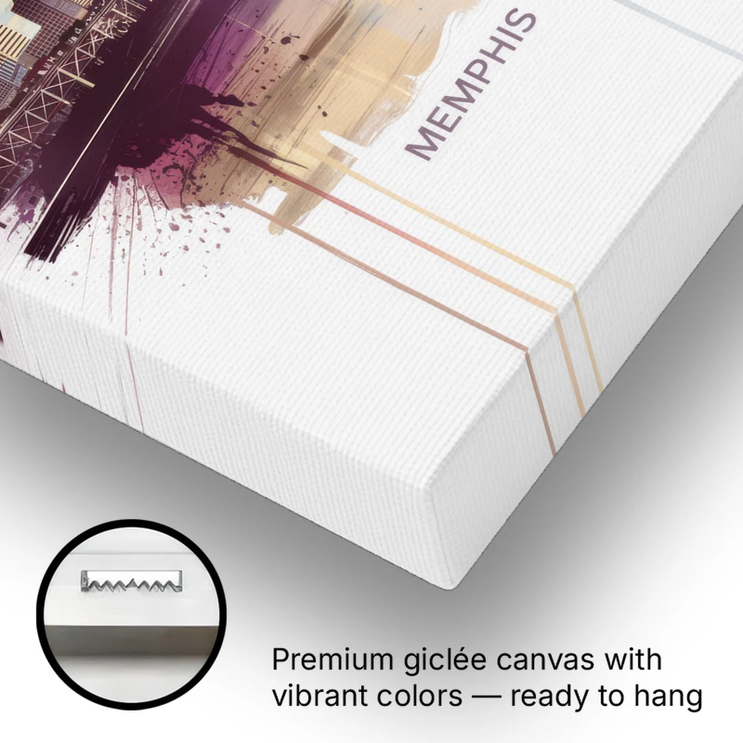 Memphis Skyline at Sunset - Canvas Wall Art - Gallery Wrap Corner