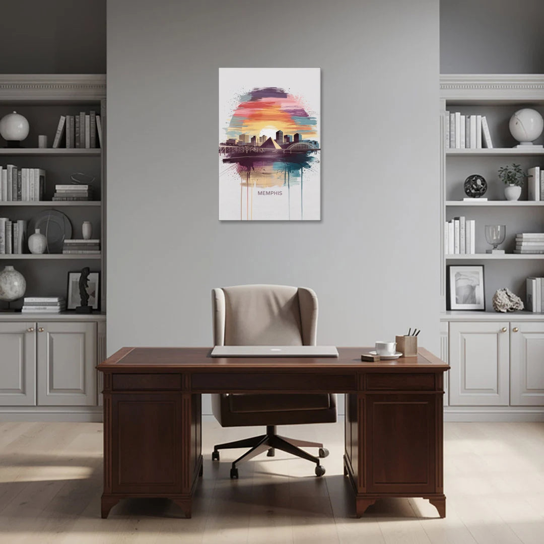 Memphis Skyline at Sunset - Canvas Wall Art - Office - 24x36