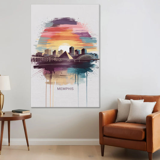 Memphis Skyline at Sunset - Canvas Wall Art - Sofa - 40x60
