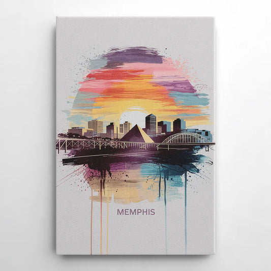 Memphis Skyline at Sunset - Canvas Wall Art