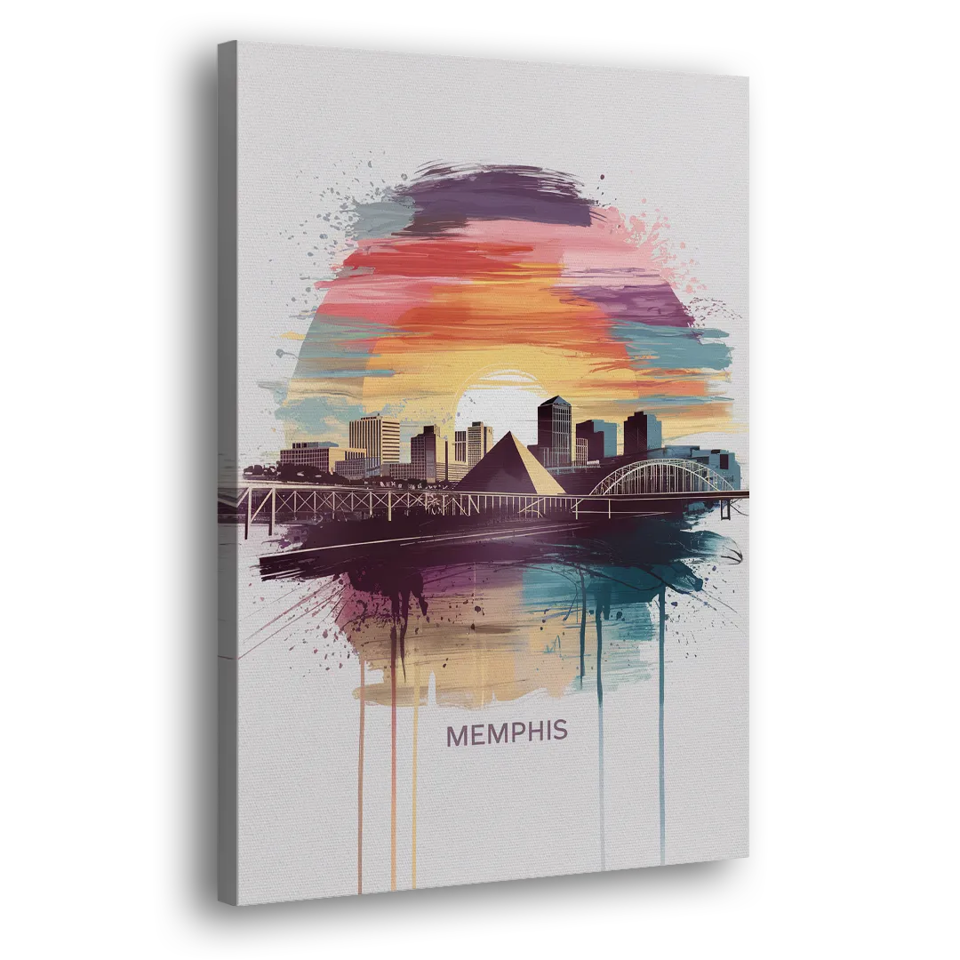 Memphis Skyline at Sunset Side - Canvas Wall Art