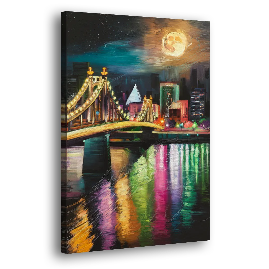 Memphis Vibrant Nightlife Side - Canvas Wall Art