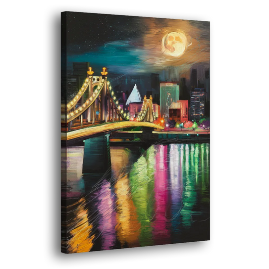 Memphis Vibrant Nightlife Side - Canvas Wall Art