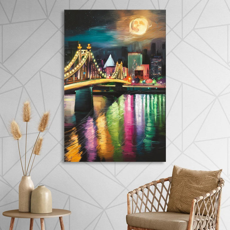 Memphis Vibrant Nightlife Sitting Room - Canvas Wall Art