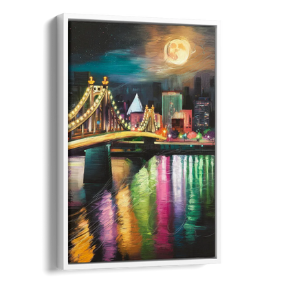 Memphis Vibrant Nightlife Side - White Canvas Wall Art