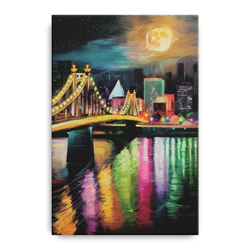 Memphis Vibrant Nightlife Front - Canvas Wall Art